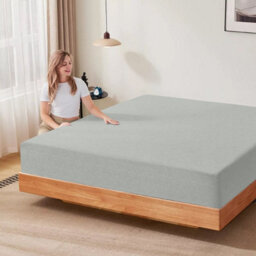 Ameha 100% Cotton Jersey Fitted Sheet Silver Soft Anti Allergy 30Cm Extra Deep Easy Care Single Bed Sheets 91 X 190 Cm - thumbnail 9