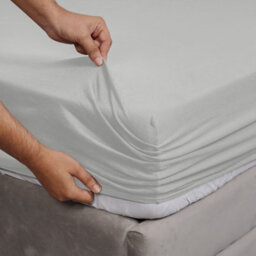 Ameha 100% Cotton Jersey Fitted Sheet Silver Soft Anti Allergy 30Cm Extra Deep Easy Care Single Bed Sheets 91 X 190 Cm - thumbnail 5
