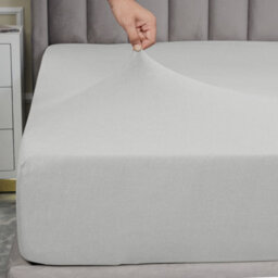 Ameha 100% Cotton Jersey Fitted Sheet Silver Soft Anti Allergy 30Cm Extra Deep Easy Care Single Bed Sheets 91 X 190 Cm - thumbnail 4