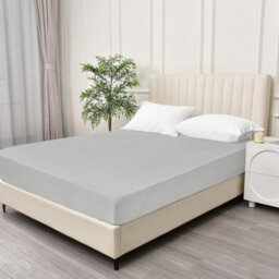 Ameha 100% Cotton Jersey Fitted Sheet Silver Soft Anti Allergy 30Cm Extra Deep Easy Care Single Bed Sheets 91 X 190 Cm - thumbnail 2