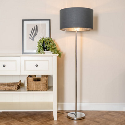Valuelights Charles Chrome Floor Lamp With Charcoal And Metallic Shade And Bulb - image 1