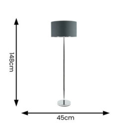 Valuelights Charles Chrome Floor Lamp With Charcoal And Metallic Shade And Bulb - thumbnail 8