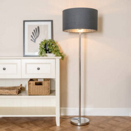 Valuelights Charles Chrome Floor Lamp With Charcoal And Metallic Shade And Bulb - thumbnail 5