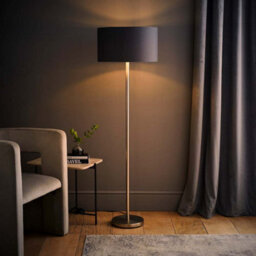 Valuelights Charles Chrome Floor Lamp With Charcoal And Metallic Shade And Bulb - thumbnail 3