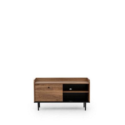 Arte Sleek Vasina 07 Tv Cabinet - Modern Oak Castello & Black Matt With Black Metal Legs - W1000mm X H570mm X D400mm - image 1