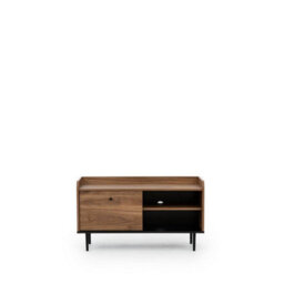 Arte Sleek Vasina 07 Tv Cabinet - Modern Oak Castello & Black Matt With Black Metal Legs - W1000mm X H570mm X D400mm