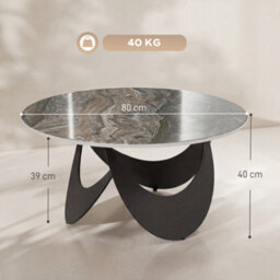 Homcom Coffee Table Sintered Stone Top Brown And Black - thumbnail 3