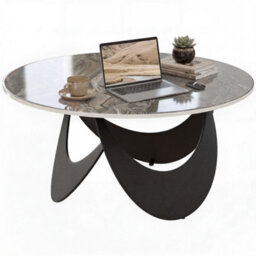 Homcom Coffee Table Sintered Stone Top Brown And Black - thumbnail 2