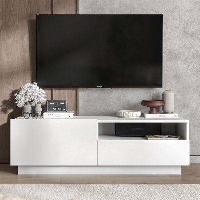 Heze Furniture Enjoy Minimalist Stand Tv Unit With Open Shelf 120Cm - White - image 1