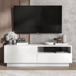 Heze Furniture Enjoy Minimalist Stand Tv Unit With Open Shelf 120Cm - White - thumbnail 1