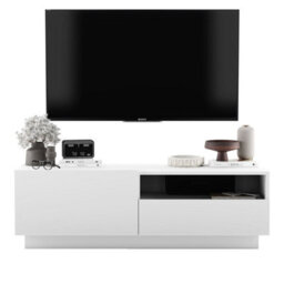 Heze Furniture Enjoy Minimalist Stand Tv Unit With Open Shelf 120Cm - White - thumbnail 3