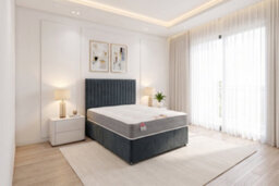 "Knight Sleep Emily Charcoal Plush 3Ft Bed Set With Orthopaedic Mattress, No Drawers & 24""headboard - Single" - thumbnail 1