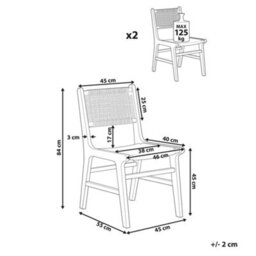 Beliani Set Of 2 Dining Chairs Ozella Wood Light Brown/ Beige - thumbnail 3