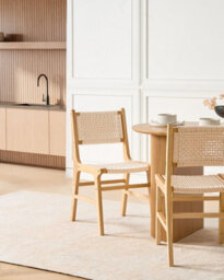 Beliani Set Of 2 Dining Chairs Ozella Wood Light Brown/ Beige - thumbnail 2