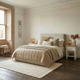 Furniturebox Uk Tilly Beige & Brown Herringbone Fabric Ottoman King Size Bed Frame - thumbnail 1