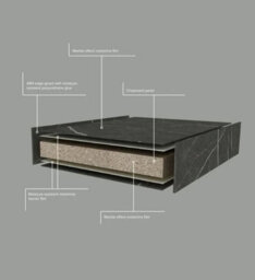 Aveli 1200mm Grey Marble Vanity Unit Double White Oval Basin Wall Hung Fluted Soft Close - thumbnail 4