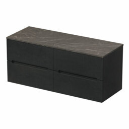 Aveli 1200mm Grey Marble Vanity Unit Double White Oval Basin Wall Hung Fluted Soft Close - thumbnail 5