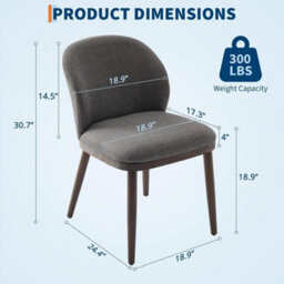 2 X Linen Dining Chairs Kitchen Living Room Chair Legs Dark Grey - thumbnail 2