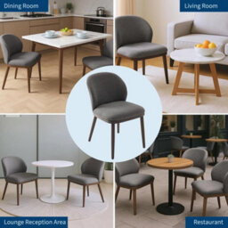 2 X Linen Dining Chairs Kitchen Living Room Chair Legs Dark Grey - thumbnail 6