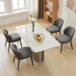 2 X Linen Dining Chairs Kitchen Living Room Chair Legs Dark Grey - thumbnail 3