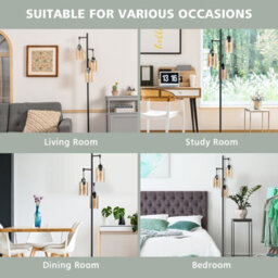 Costway Industrial 3-Light Floor Lamp Metal Standing Tree Light 3 Hanging Lampshade E27 - thumbnail 9