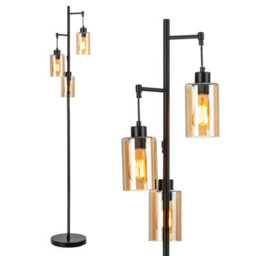 Costway Industrial 3-Light Floor Lamp Metal Standing Tree Light 3 Hanging Lampshade E27 - thumbnail 1