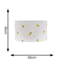 Valuelights Brae Natural White Fabric Lemon Embroidered Small Drum Lamp Shade And Bulb (D)25Cm - thumbnail 4