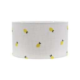 Valuelights Brae Natural White Fabric Lemon Embroidered Small Drum Lamp Shade And Bulb (D)25Cm - thumbnail 2