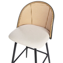 Wyld And Coco Novaline Set Of 2 Bar Chairs - Black Lacquered Metal Frame, Beige Fabric Seats, Viennese Braid Back - thumbnail 7