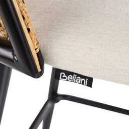 Wyld And Coco Novaline Set Of 2 Bar Chairs - Black Lacquered Metal Frame, Beige Fabric Seats, Viennese Braid Back - thumbnail 8