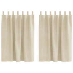 Berkfield Blackout Curtains With Hanging Loops 2 Pcs Cream Velvet - thumbnail 2