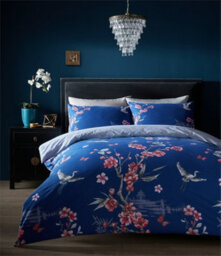 Gc Gaveno Cavailia Exotic Bloom Duvet Cover Bedding Set Navy Double 3Pc With Birds And Flowers Print Quilt Cover. - thumbnail 1