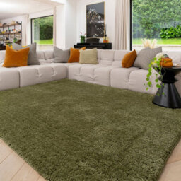 Loomed Machine Washable Shaggy Rug Luxury Green Fluffy Mats 160Cm X 230Cm