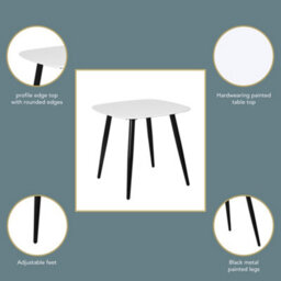 Core Products Aspen White 80Cm Square Dining Table With 4 Natural Fabric Diamond Stitch Design Chairs - thumbnail 6