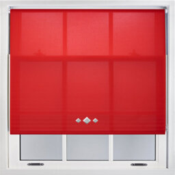 FURNISHED Trimmable Roller Blind With Triple Diamond Chrome Eyelet And Metal Fittings - Red Daylight Shade (W)95Cm X (L)165Cm