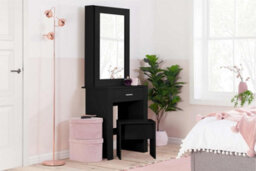 Black Dressing Table With Mirror Birlea Evelyn Sliding Vanity Desk Make Up - thumbnail 2