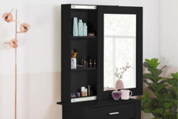 Black Dressing Table With Mirror Birlea Evelyn Sliding Vanity Desk Make Up - thumbnail 3