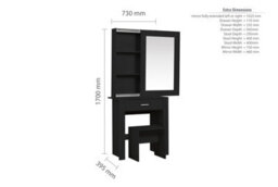 Black Dressing Table With Mirror Birlea Evelyn Sliding Vanity Desk Make Up - thumbnail 9
