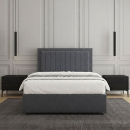 REGIONAL FURNISHINGS Steel Plush Velvet Divan Bed Set Upholstered 24Inch Headboard 2Drawers Footend & No Mattress In Double King 4Ft6 6Ft Sizes - thumbnail 3