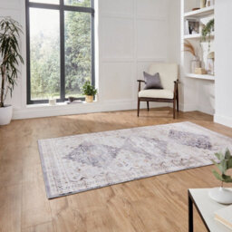 Grey Beige Traditional Persian Easy To Clean Bordered Geometric Rug For Dining Room Bedroom And Living Room-60Cm X 225Cm (Runner) - thumbnail 2