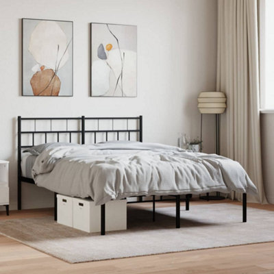 Berkfield Metal Bed Frame With Headboard Black 135X190 Cm - image 1