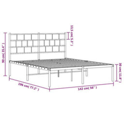 Berkfield Metal Bed Frame With Headboard Black 135X190 Cm - thumbnail 9