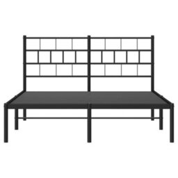 Berkfield Metal Bed Frame With Headboard Black 135X190 Cm - thumbnail 5