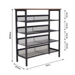 Thehotsale 5-Tier Mesh Shelves Freestanding Shoe Rack 85.5Cm H - thumbnail 8