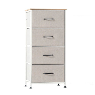 4 Drawer Small Fabric Dresser With Sturdy Steel Frame And Storage Chest Bedroom White - image 1