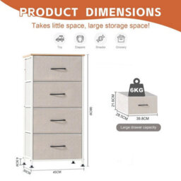 4 Drawer Small Fabric Dresser With Sturdy Steel Frame And Storage Chest Bedroom White - thumbnail 2