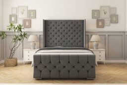 "Sloomy Luthor Armour Coniston Bed Frame With Mattress With 50""  Upholstered Wingback Headboard 5' King" - thumbnail 1