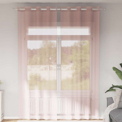Berkfield Voile Curtains With Grommets 2 Pcs Light Pink 140X300 Cm - image 1
