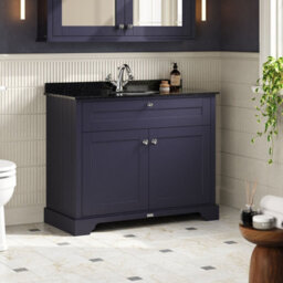 Hudson Reed Floor Standing 2-Door Traditional Vanity With 1 Tap Hole Black Marble Top & Basin, Twilight Blue, 1020X470mm - thumbnail 4
