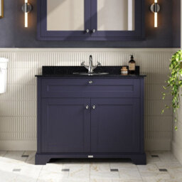 Hudson Reed Floor Standing 2-Door Traditional Vanity With 1 Tap Hole Black Marble Top & Basin, Twilight Blue, 1020X470mm - thumbnail 2